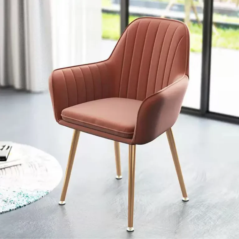 Living Room furniture Dinning Velvet Chair Mid-Back Arm Chair Leisure Armchair with Gold Plating Legs