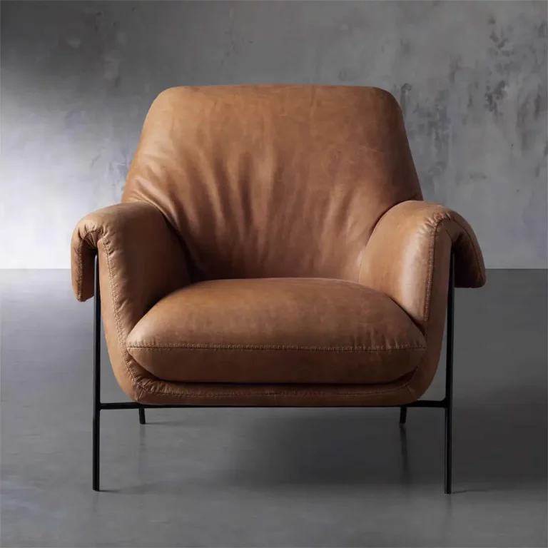 Luxury relax leisure home furniture metal frame modern simple custom color leather armchair living room chair
