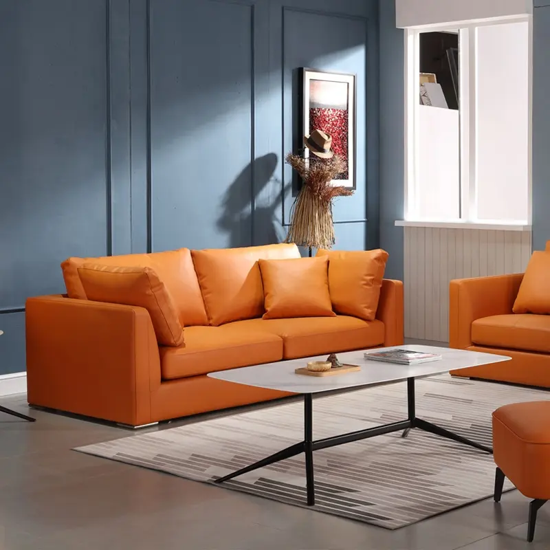 Italian Minimalism leather sofa hotel three seat living room sofa combination designer leather sofa can be customized