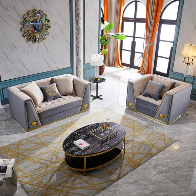 China Factory customized modern luxury living room sofa set velvet buckle hotel sofa