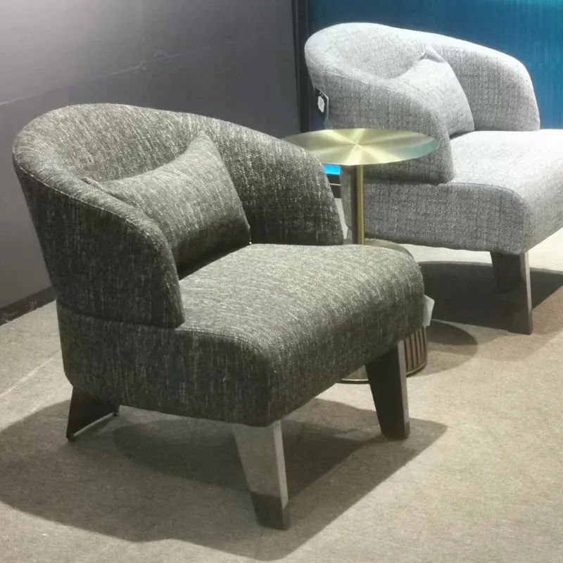 Modern Hotel Furniture Living Room Pattern Fabric Lounge Chair WithThree Wood Leg Accent Armchair