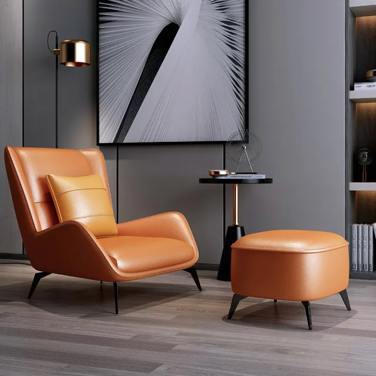 Italy Style Hotel Single Seater Leather lounge armchairs with Foot Ottoman Living Room sofa chair