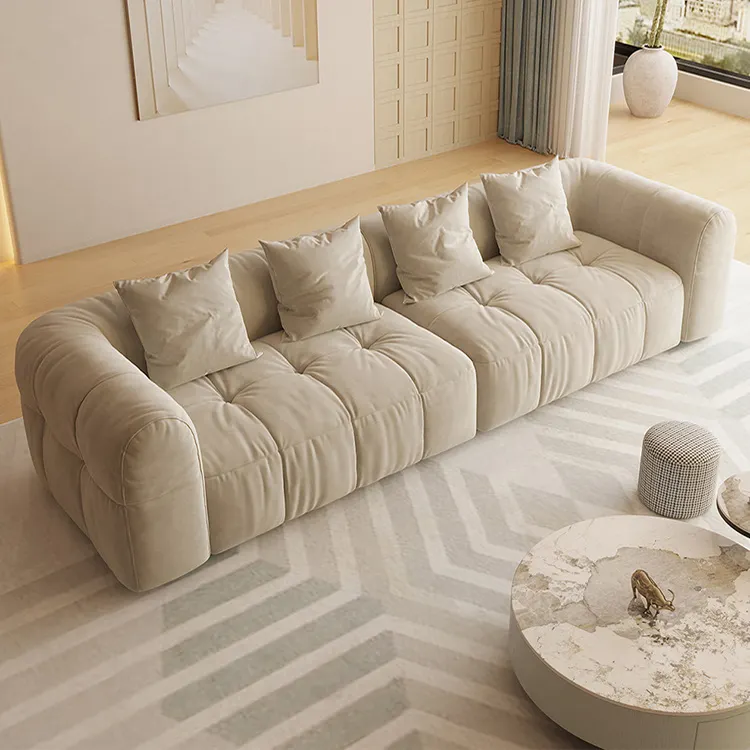 Nordic Furniture Couch Living Room Sofas Corner Modular L Shaped Sectional Sofa 2 Seater Beige Comfort Lazy Fabric Sofa For Home