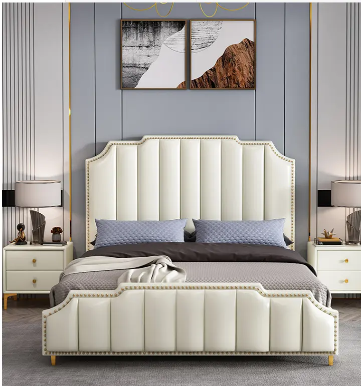 Wholesale pink leather up-holstered beds leather bed 1.8 m double bed for bedroom