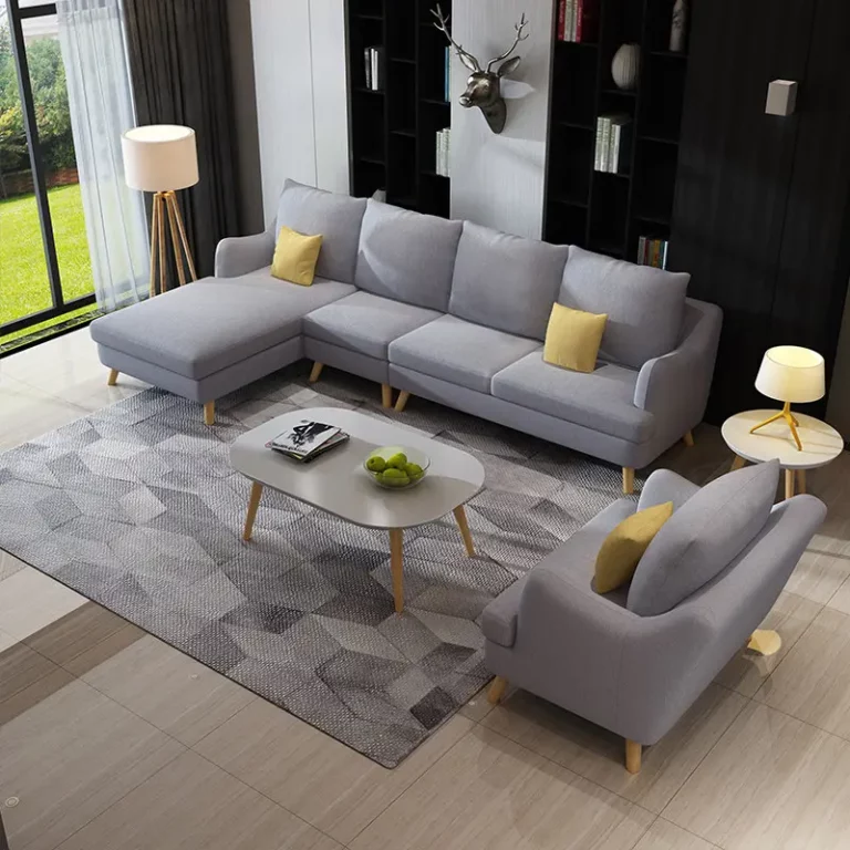 The most popular luxury modern fabric sofa fabric living room sets lounge combination gray blue fabric sofa designs