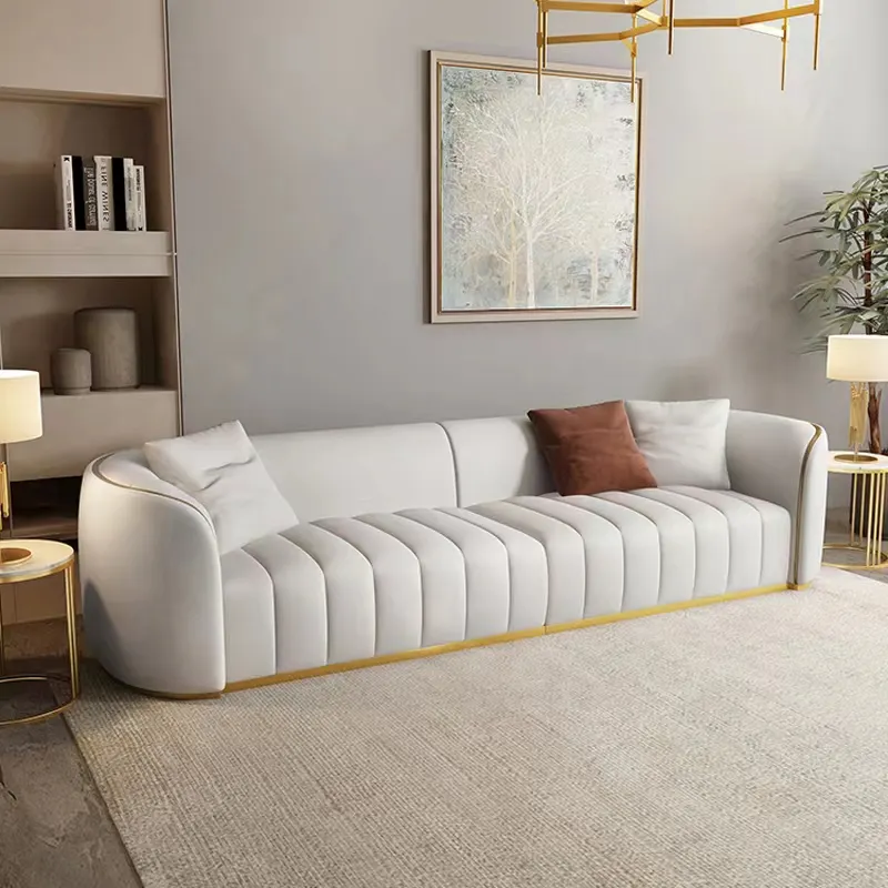 Modern Pink and white curved wedding Sofa Luxury Stainless steel Chesterfield 3 seat Sectional Sofa set Living room Furniture