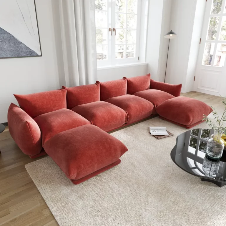 Modern Living Room French Home Furniture Elegant White Boucle Modular Sectional Sofa Set Leisure Comfy 7 Seater Couch