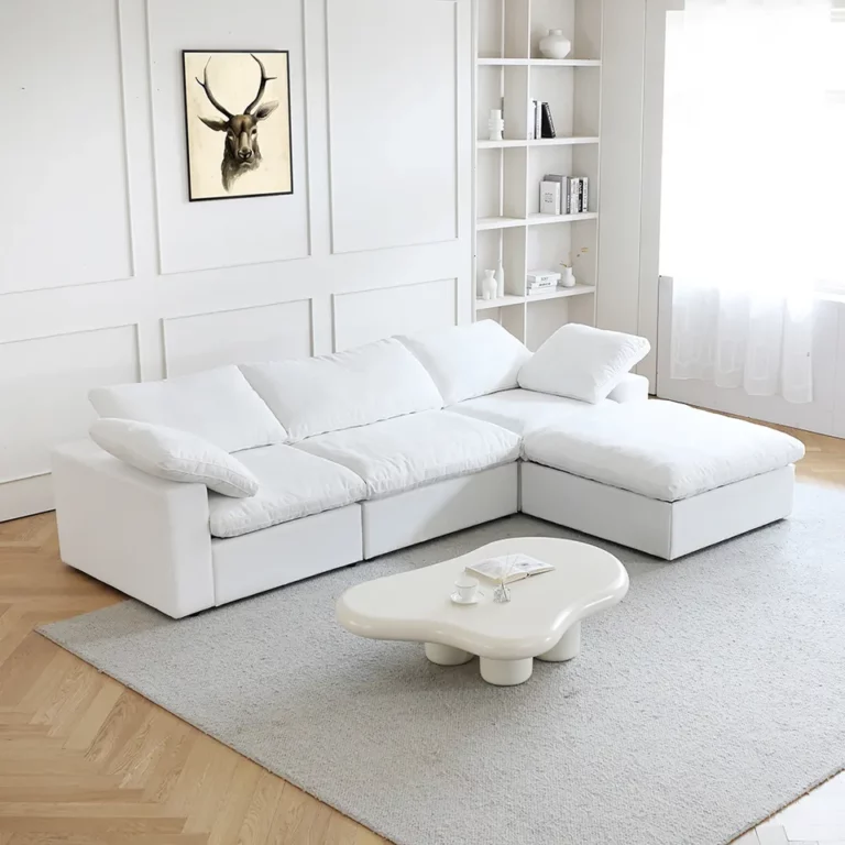 Feather Down Sofa Sectional White Couch Modular Sofa With Ottoma