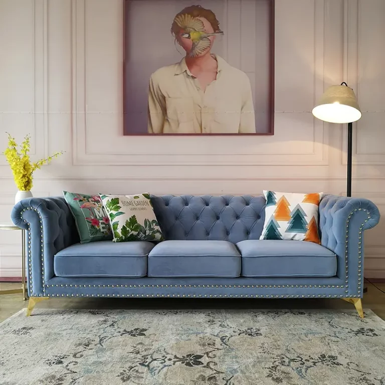 Luxury chesterfield 3seater sofa furniture for home hotel waiting living room Fabric velvet sofas
