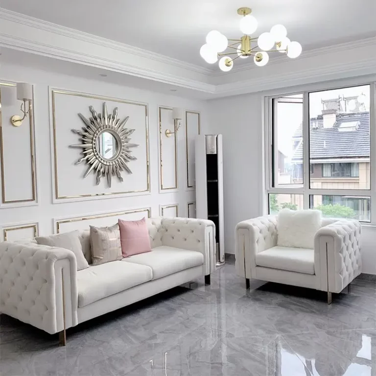 Luxury Velvet Button Tufted Italian Outfit Waterproof Technology Fabric Sofa furniture for modern living room