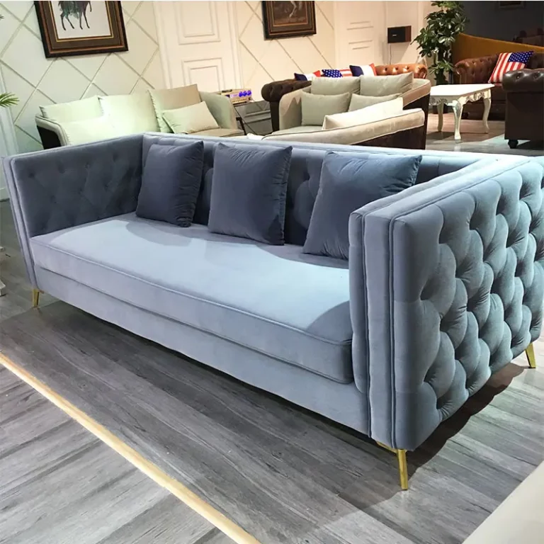 Modern Metal leg Tufted Sectional Velvet Sofa Set for Furniture Living Room
