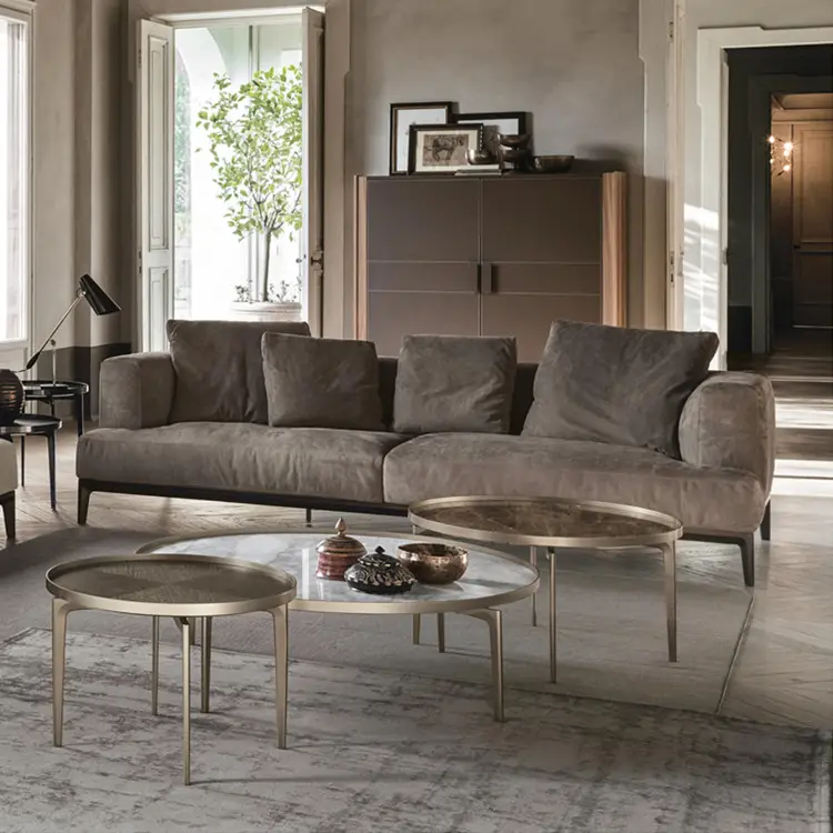 New Model Modern Sectional Cowhide Chamois Leather Sofa Living Room Sofa