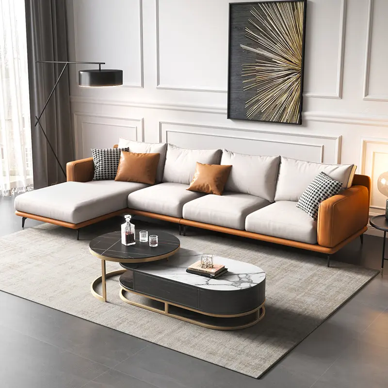 Simple Style Modern waterproof MIcrofiber fabric Sectionals Furniture Living Room Sofa Set