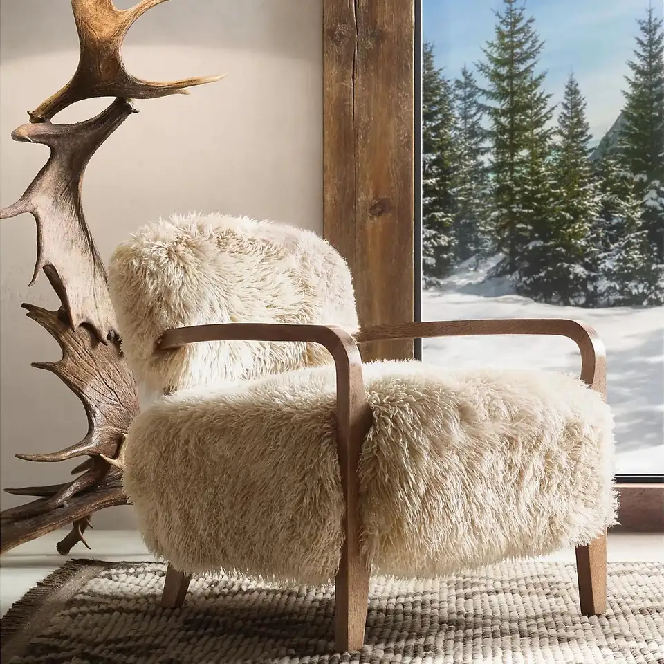 Modern new arrival indoor furniture popular artificial wool sheepskin living room chair