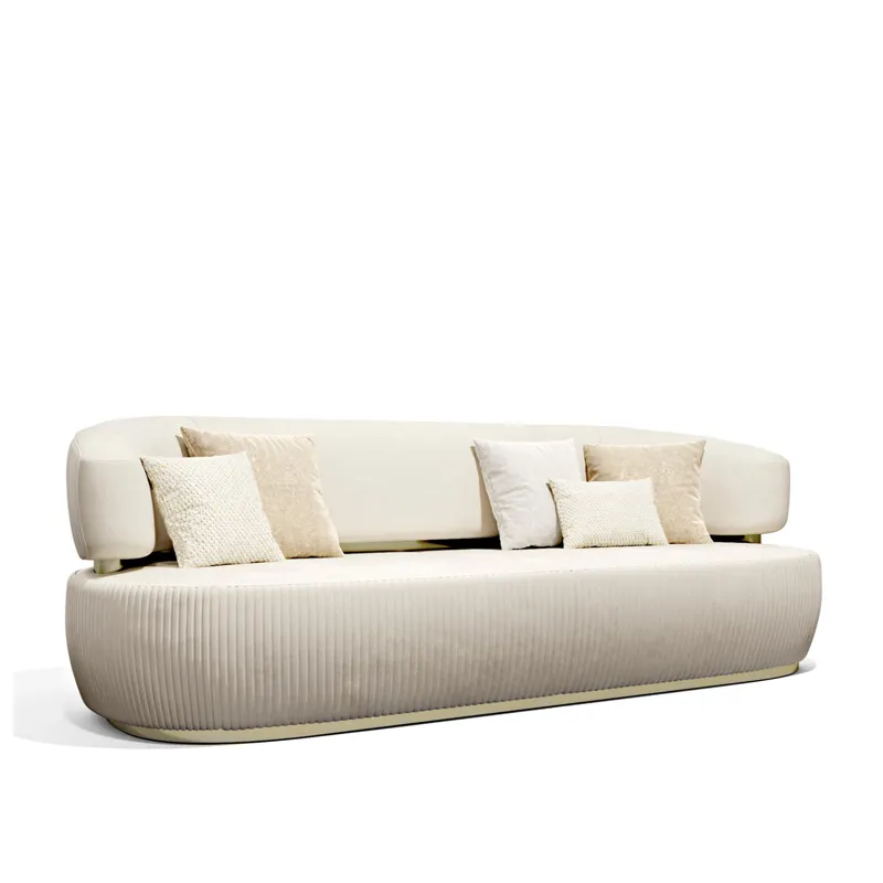 Modern design stainless steel titanium hotel living room three seat sofa and luxury leather sofa can be customized