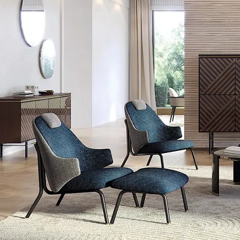 China manufacturer oem custom modern style living room New design armchair Metal leg leather fabric combination Hotel chair