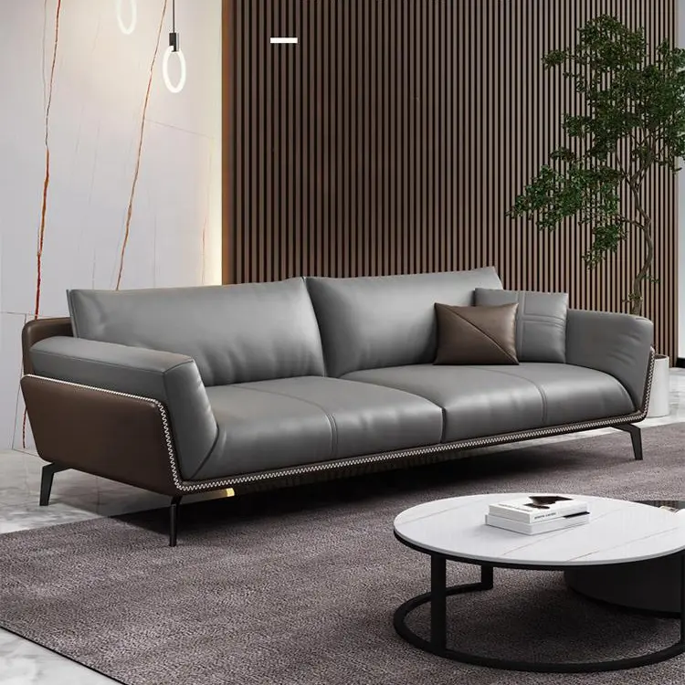 China Factory Modern living room Sofa PU Leather OEM Customized metal Leg 1+1+3 Apartment Home Office Sofa set