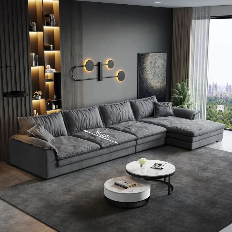 Italian technology fabric sofa light luxury down latex sofa super large sitting wide living room size combination sofa
