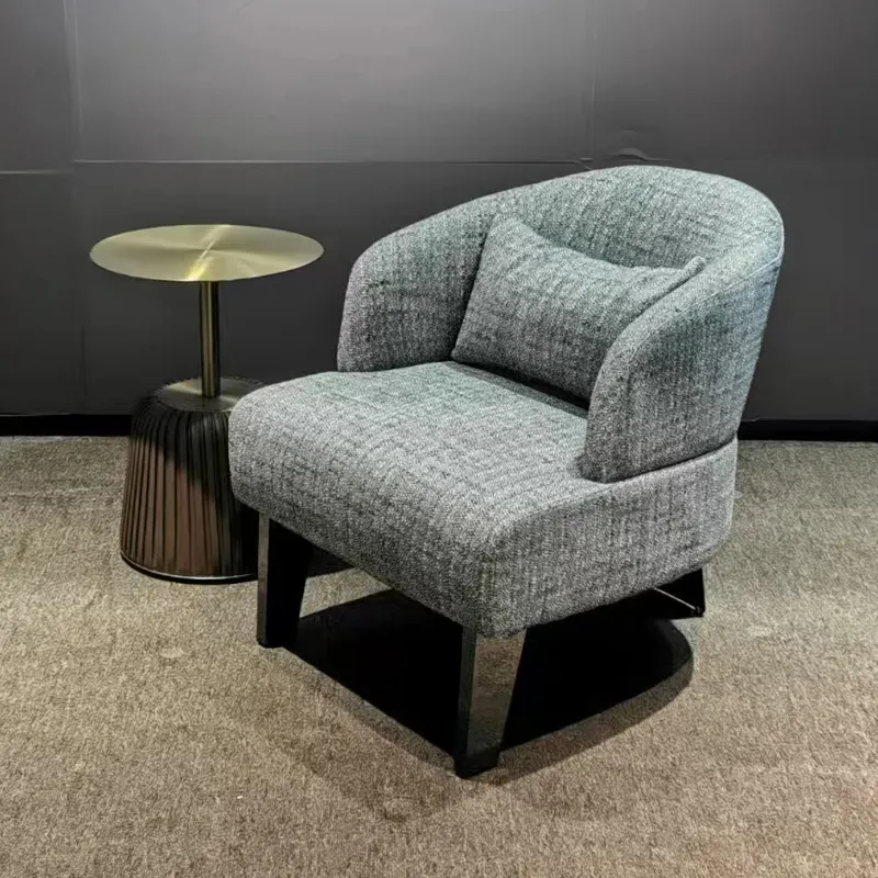 Modern Hotel Furniture Living Room Pattern Fabric Lounge Chair WithThree Wood Leg Accent Armchair