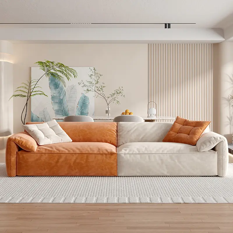 Elephant ear sofa double small apartment living room cream style straight row net red style designer technology fabric sofa