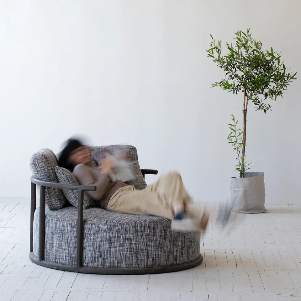 Vintage wooden frame decorative home furniture living room furniture sets accent chair round lounge sofa chair