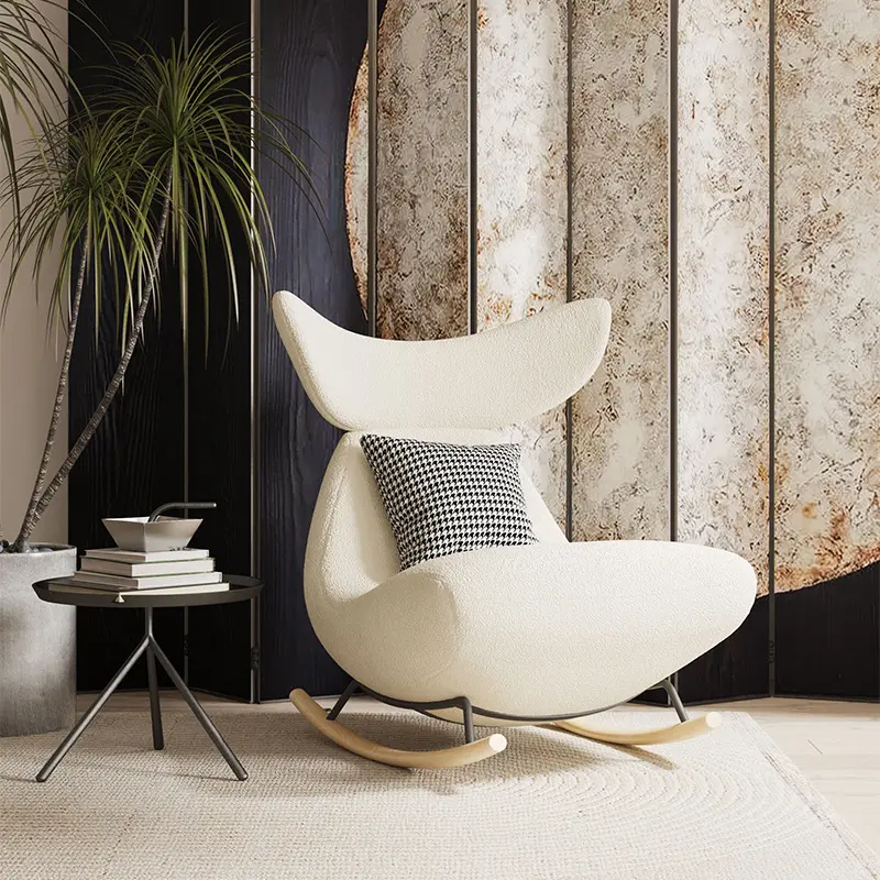 Nordic rocking chair light luxury single lazy sofa balcony living room home velvet fabric leisure chair home furniture