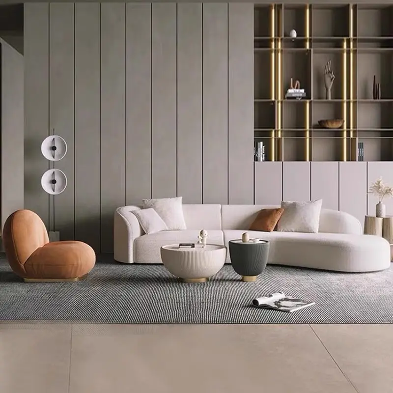 Modern Simple Design Three Seater Wooden Frame Sectional Fabric Sofa Set For Living Room