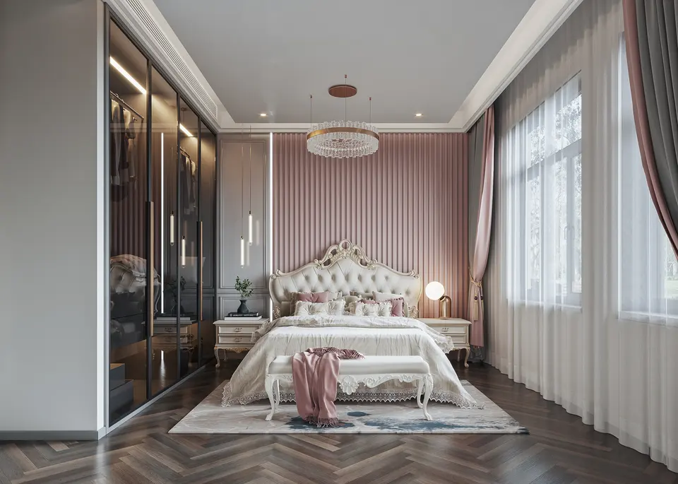 New villa modern style mid century wardrobe wood furniture wardrobe high gloss lacquer glass wardrobe