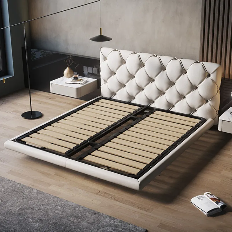 Hotel bed king size luxury bedroom furniture leather 1.8m double single loft floating up-holstered beds