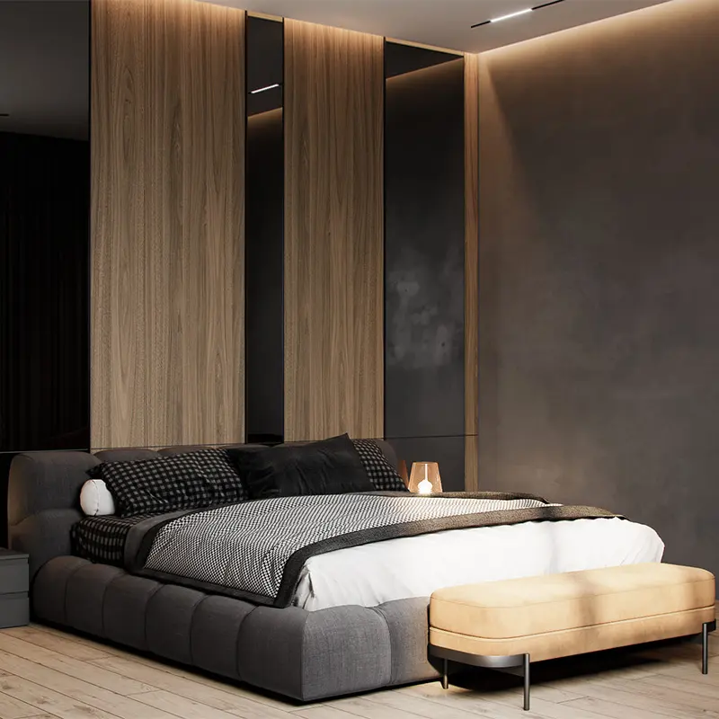 Modern design bedroom furniture solid wood frame single double queen king storage velvet fabric bed