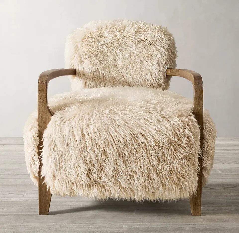 Modern new arrival indoor furniture popular artificial wool sheepskin living room chair