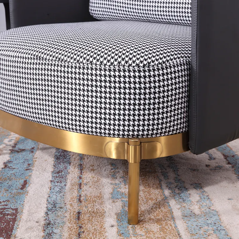 China factory customization single sofa Leather and fabric Stainless steel feet Hotel living room bedroom sofa