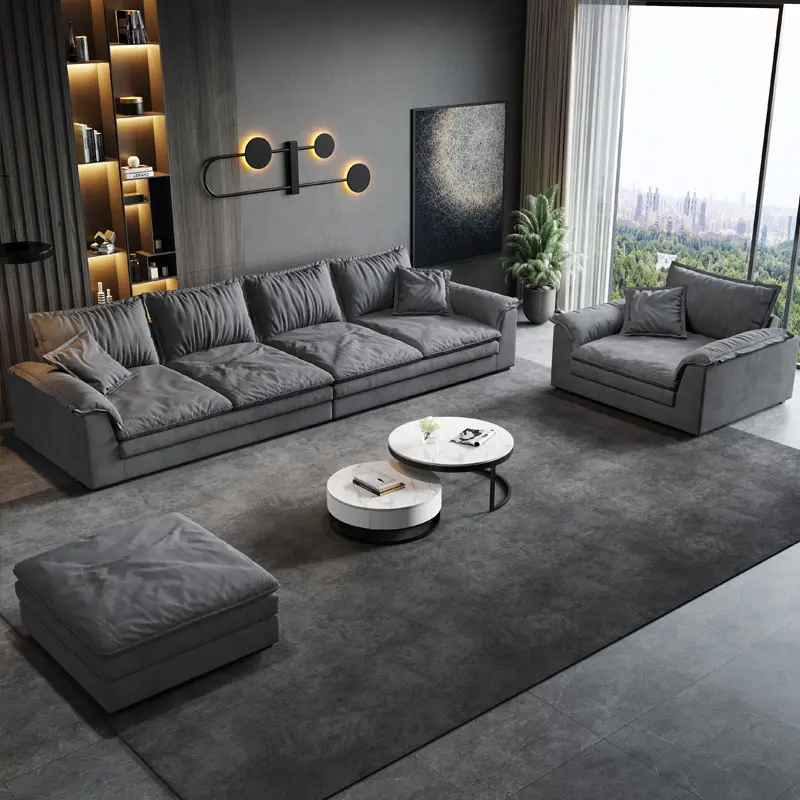 Italian technology fabric sofa light luxury down latex sofa super large sitting wide living room size combination sofa