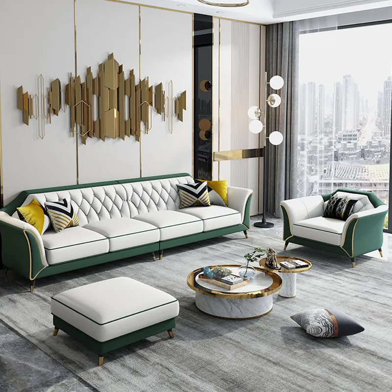 modern luxury living room furniture single two three seat microfiber leather sofa set