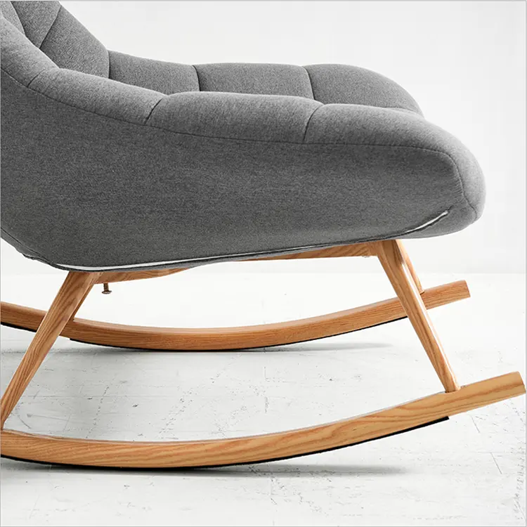 Modern Simple Design Linen Fabric Leisure Rocking chair Sofa with wood legs For Living Room Furniture