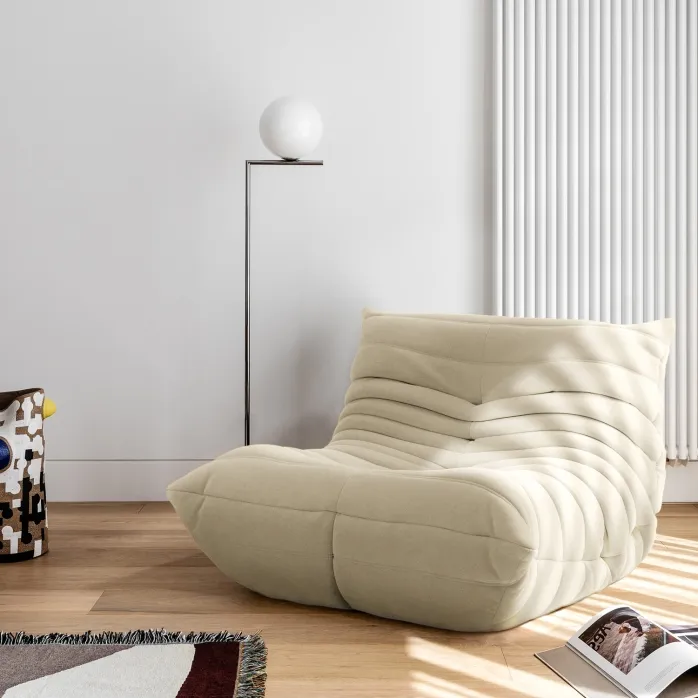 Best selling living room teddy velvet relax floor sofa chenille ergonomic single seater tatami sofa set