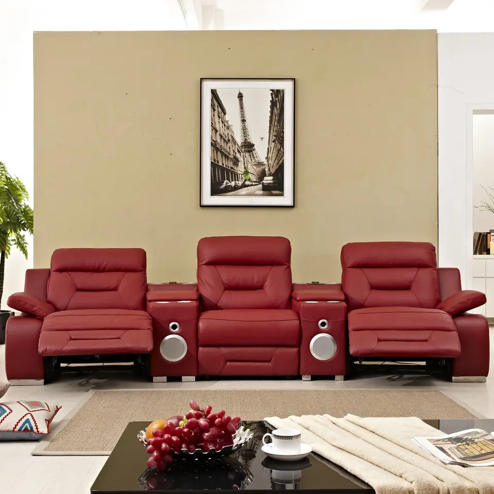 Hot Sale Premium With Bule Tooth Speaker Metal Leg Genuine Leather Office Leisure Chair