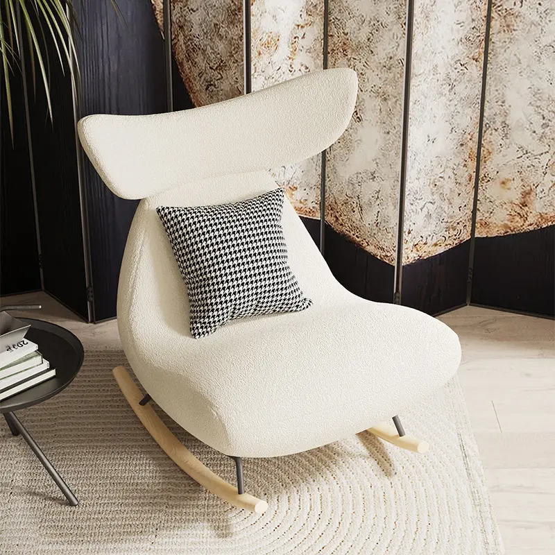 Nordic rocking chair light luxury single lazy sofa balcony living room home velvet fabric leisure chair home furniture