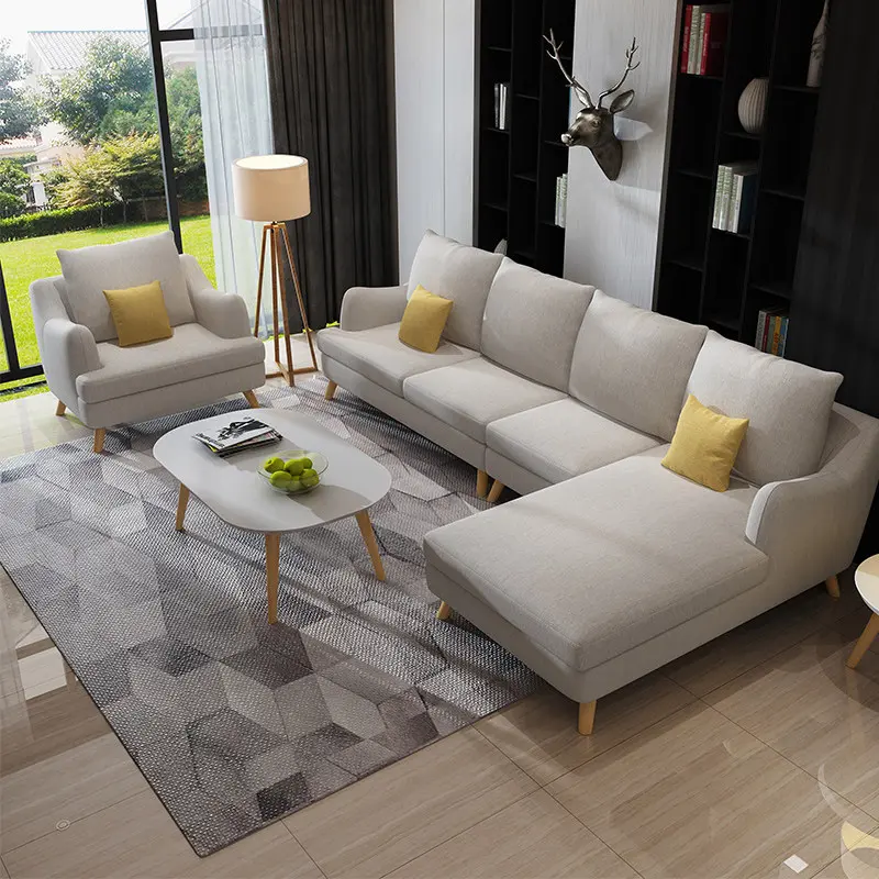The most popular luxury modern fabric sofa fabric living room sets lounge combination gray blue fabric sofa designs