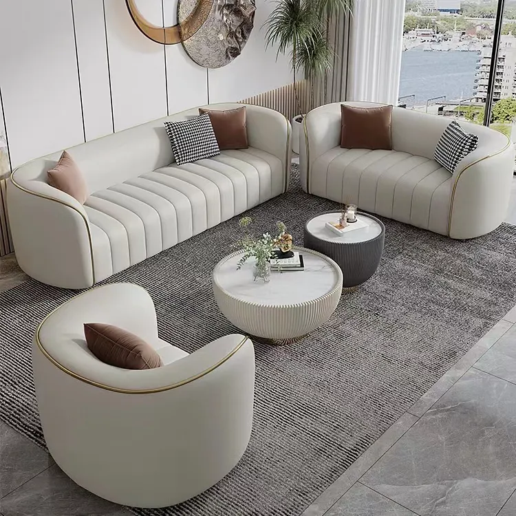 Modern Pink and white curved wedding Sofa Luxury Stainless steel Chesterfield 3 seat Sectional Sofa set Living room Furniture