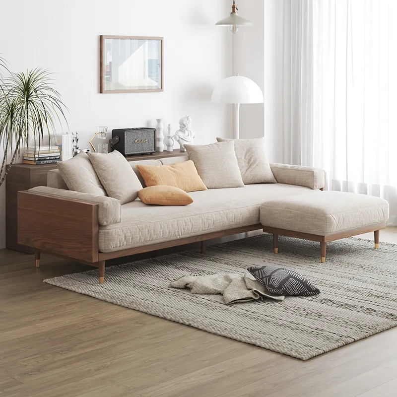 Modern three seaters wooden frame fabric couch furniture living room sofas set