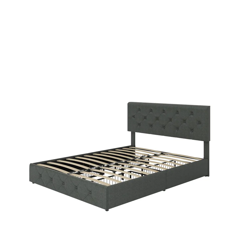 Customized upholstered bed double small apartment storage simple modern luxury bed frame queen size