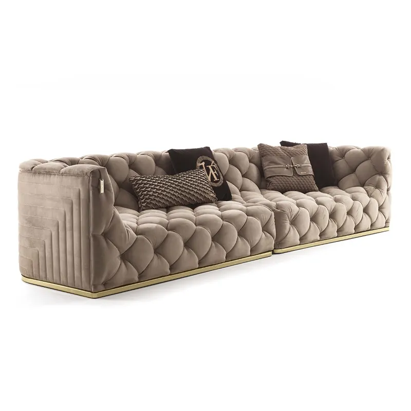 Modern chesterfield style sofa wooden living room sofa set designs