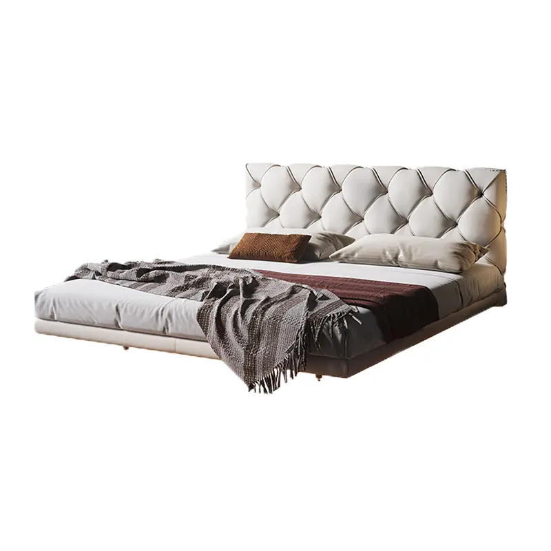 Hotel bed king size luxury bedroom furniture leather 1.8m double single loft floating up-holstered beds