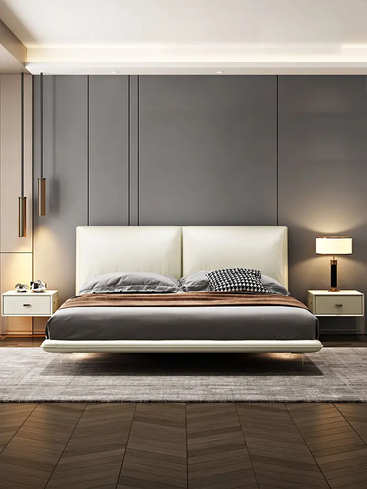 Bedroom furniture single 1.8m double loft hotel luxury floating leather king size up-holstered beds