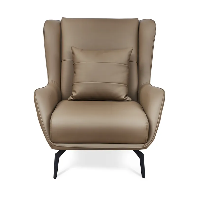 Nordic Home Furniture Custom Living Room Leisure Sofa Modern Brown PU Leather Lounge Chair with footrest