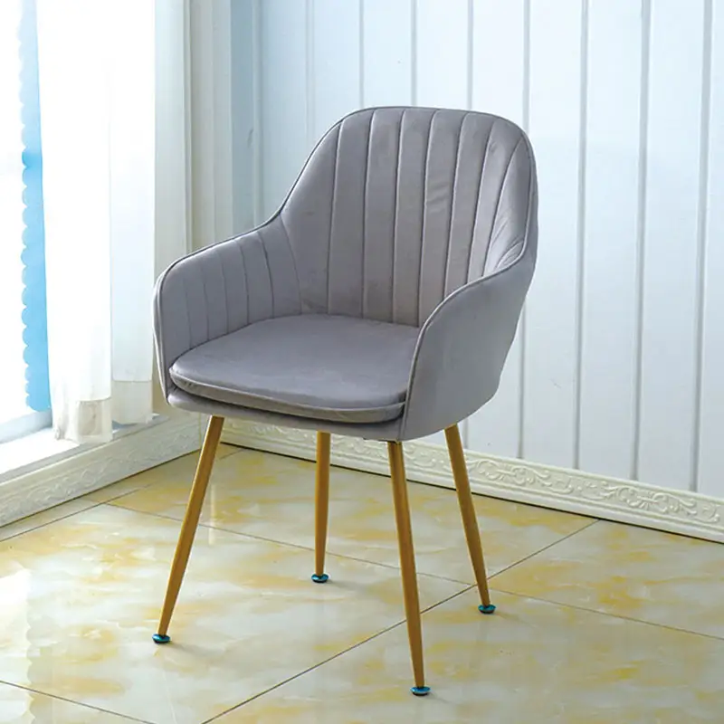 Living Room furniture Dinning Velvet Chair Mid-Back Arm Chair Leisure Armchair with Gold Plating Legs