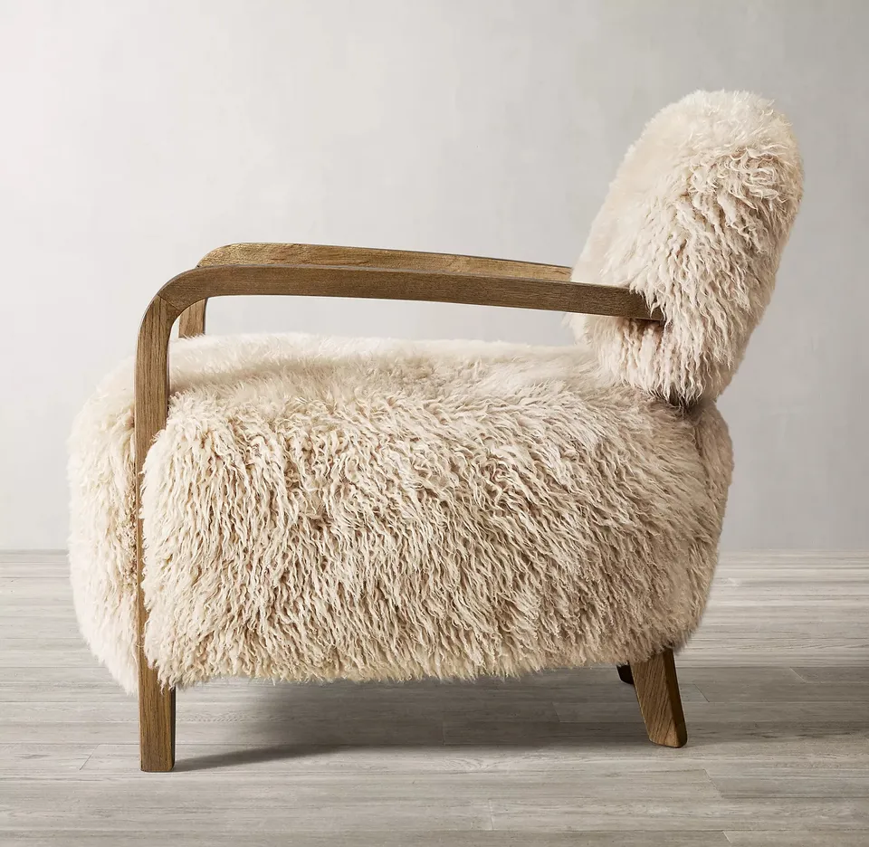 Modern new arrival indoor furniture popular artificial wool sheepskin living room chair