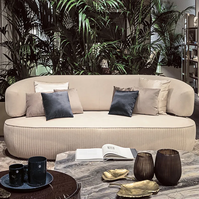 Modern design stainless steel titanium hotel living room three seat sofa and luxury leather sofa can be customized