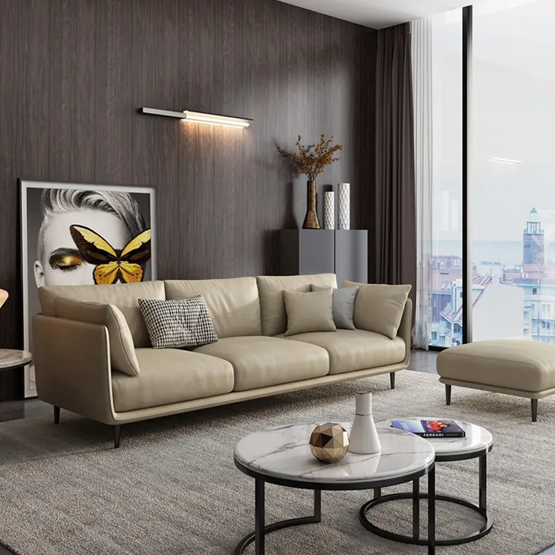 Factory direct office business reception Italian leather sofa for three Living Room